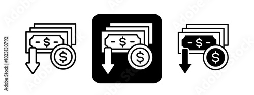 Inflation  Solid color and black line drawing vector illustration set