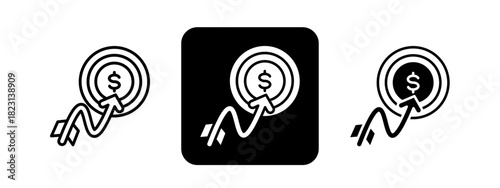 Target  Solid color and black line drawing vector illustration set