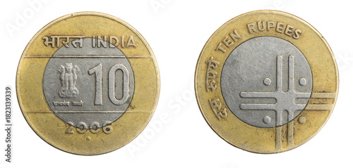 Wallpaper Mural India ten rupees coin on a white isolated background Torontodigital.ca