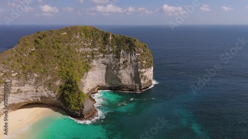 Kelingking Beach in Nusa Penida, Bali, Indonesia from above