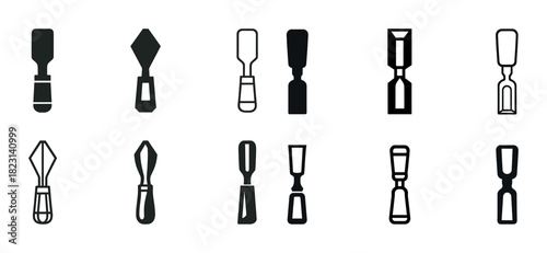 Set of ten black and white chisel icon designs
