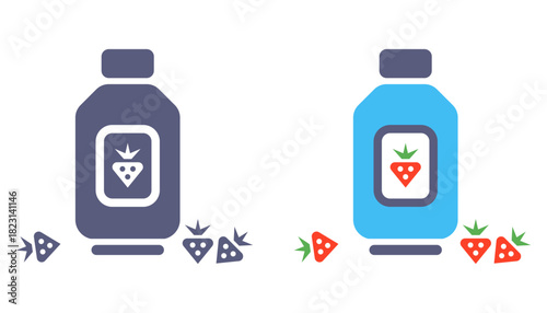 Strawberry smoothie icon. Weak berry drink. Flat illustration.
