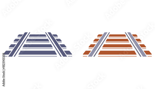 Black icon of a railroad track. Rails and sleepers. Flat illustration.
