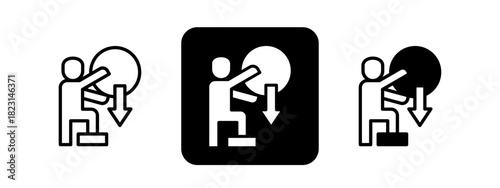 Relieve  Solid color and black line drawing vector illustration set