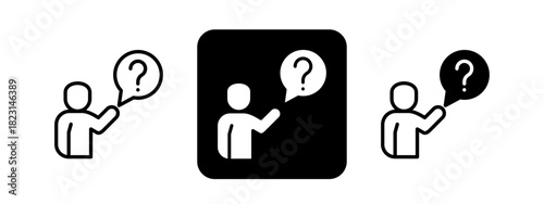 Counselling  Solid color and black line drawing vector illustration set