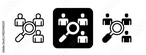 Human Resource  Solid color and black line drawing vector illustration set