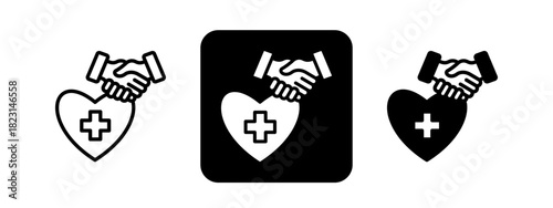 Agreement  Solid color and black line drawing vector illustration set