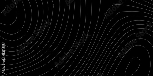Abstract black and white background pattern with swirling light curves and technological lines