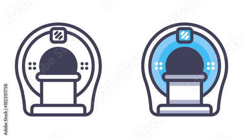 MRI icon for scanning a person. Flat illustration.