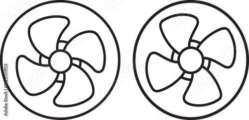 Two circular fans in a simple silhouette