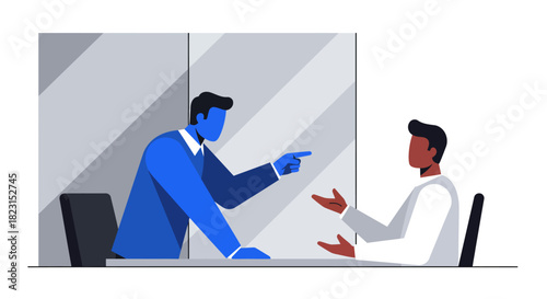 Two Businessmen in a Meeting Vector Illustration.