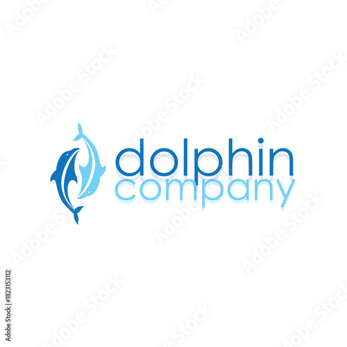 simple design open sea animal dolphin logo with simple sea dolphin concept illustration template