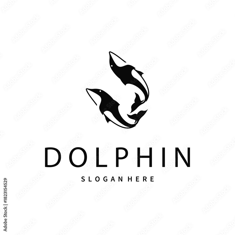 Fototapeta premium simple design open sea animal dolphin logo with simple sea dolphin concept illustration template