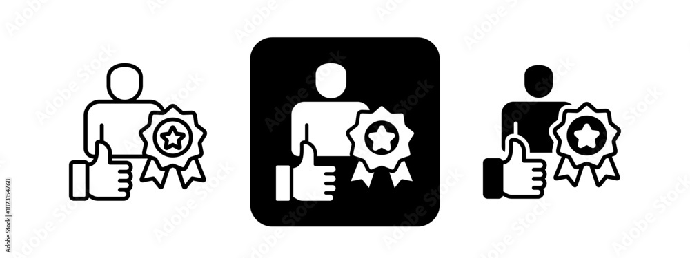 Fototapeta premium Recognition Solid color and black line drawing vector illustration set