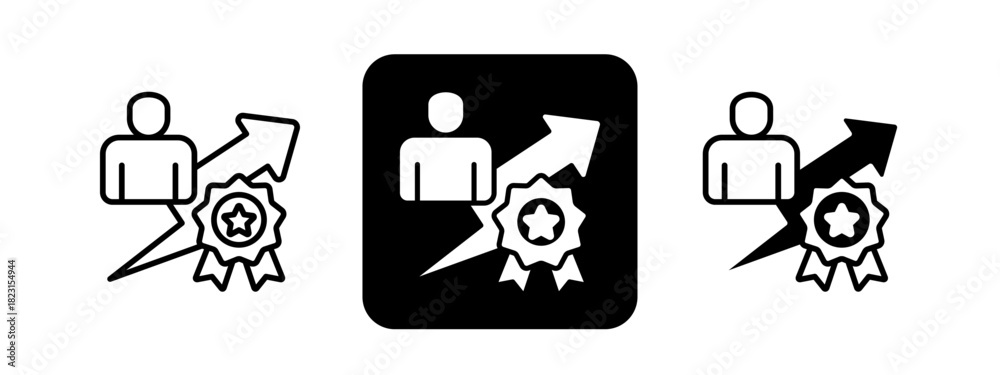 Fototapeta premium Best Employee Solid color and black line drawing vector illustration set
