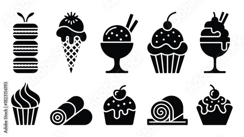 Sweet dessert food icons collection graphic