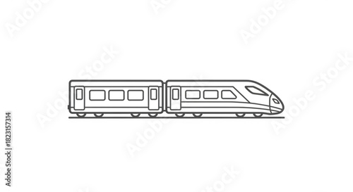 Modern high-speed train outline icon. detailed vector illustration of a bullet train, symbolizing fast travel, efficient public transportation.
