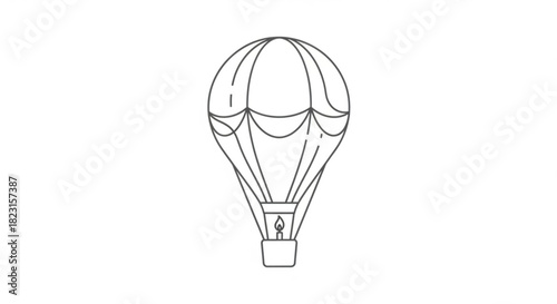 Minimalist outline illustration of a hot air balloon, symbolizing adventure, travel, freedom, and exploration. simple vector art for design.