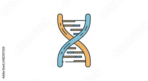 Colorful dna double helix structure icon on a clean background, symbolizing genetic research, biology, science, medical innovation, and molecular exploration.