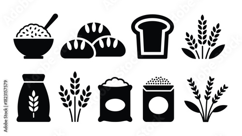 Grain and bread icons for the food industry