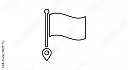 Outline flag icon with a pinpoint location marker, perfect for illustrating destinations, goals, and important milestones on a journey or map.