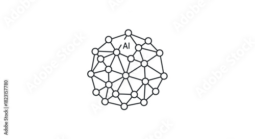 Artificial intelligence global network icon illustrating machine learning, data connection, and innovative modern technology concept.