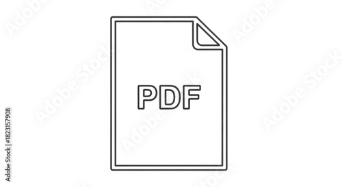 Pdf file document icon outline. paper symbol for digital business and technology concepts, isolated on a white background. clean vector.