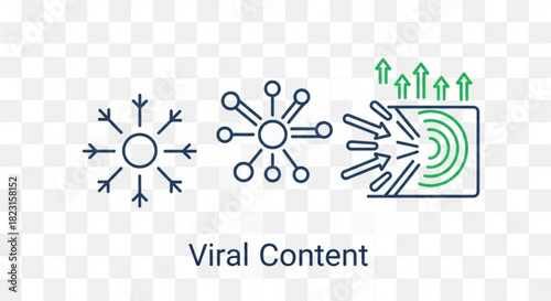 Viral content marketing concept with network propagation and audience growth. digital strategy for widespread information sharing and influence.