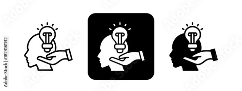 Retention  Solid color and black line drawing vector illustration set