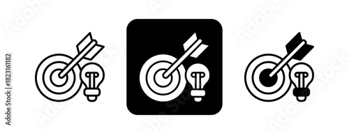 Objective  Solid color and black line drawing vector illustration set