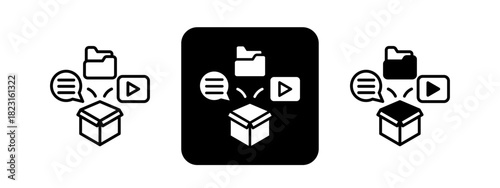 Content  Solid color and black line drawing vector illustration set