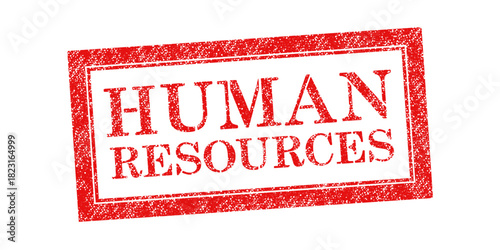 Vector red rubber stamp text Human Resources isolated on the white background.