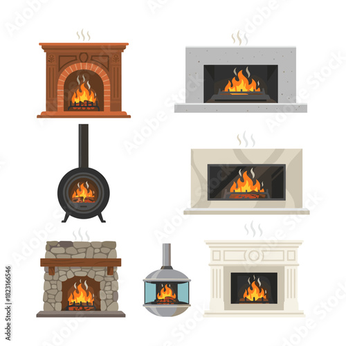 Fireplaces and wood stoves warming collection