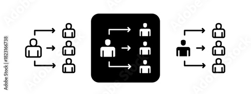 Delegation  Solid color and black line drawing vector illustration set