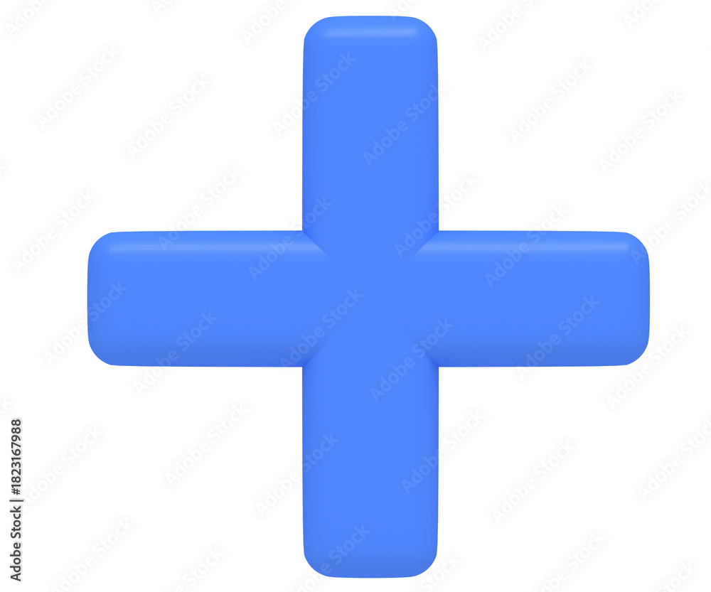Obraz premium 3D Render of Blue Plus Sign