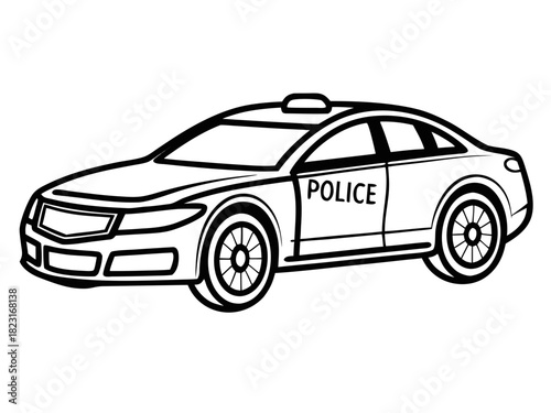 Vector illustration of police car with siren isolated on white background