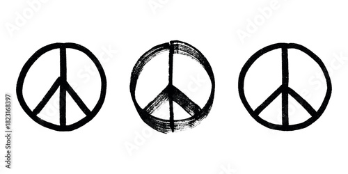 Set of hand drawn peace sign No war symbol Hippie clipart in doodle style Single element for print, web, design, decor