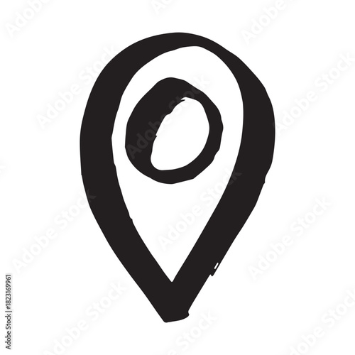 Hand drawn map pin Map marker pointer sign GPS and mapping tools Location pin symbol Pinpoint clipart in doodle style Single element for web, design