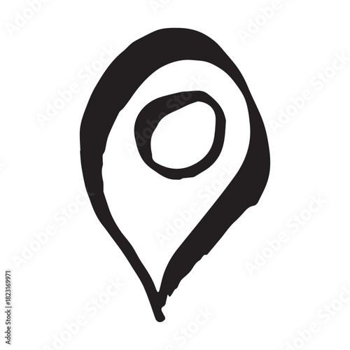 Hand drawn map pin Map marker pointer sign GPS and mapping tools Location pin symbol Pinpoint clipart in doodle style Single element for web, design