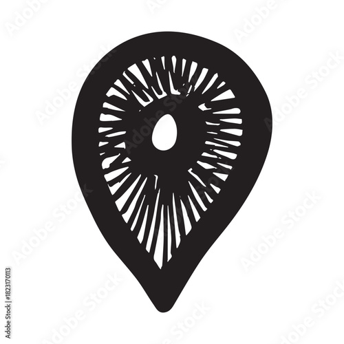 Hand drawn map pin Map marker pointer sign GPS and mapping tools Location pin symbol Pinpoint clipart in doodle style Single element for web, design