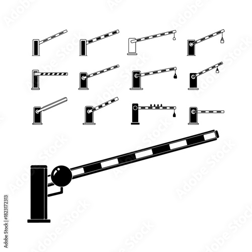 silhouette pack of  Gate Road Barrier icons