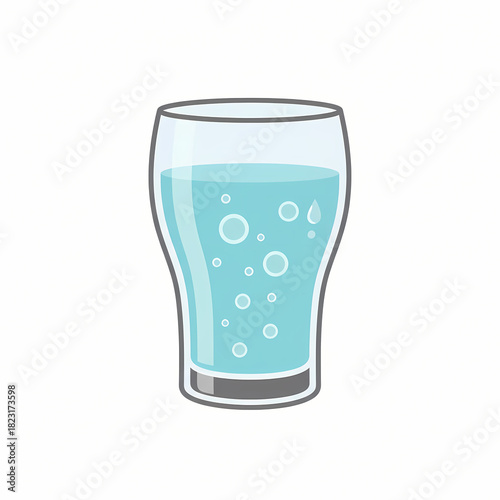 A clear glass filled with refreshing blue bubbly water.