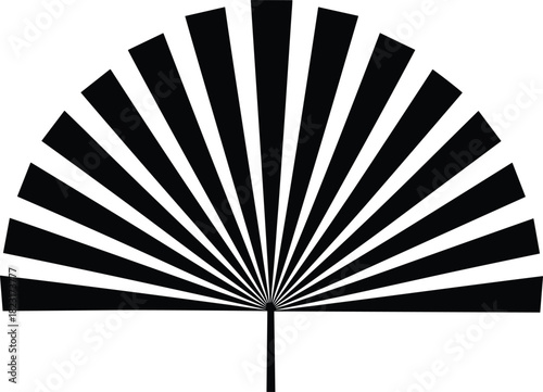 Black and white radial sunburst fan pattern vector illustration, abstract optical resolution test chart diagram, vintage ray striped background graphic design element.