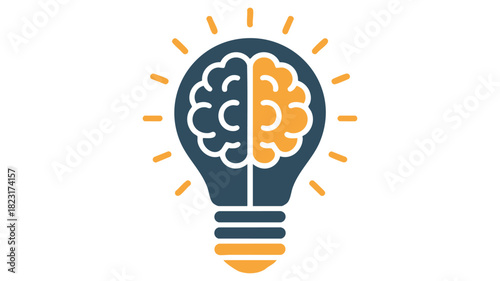 Creative idea brain lightbulb icon