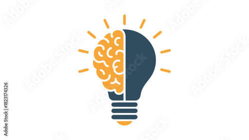 Brain lightbulb icon great idea