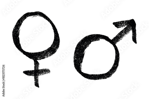 Hand drawn female and male gender identity sign Symbol used to represent sex and gender Single element for print, web, design, decor