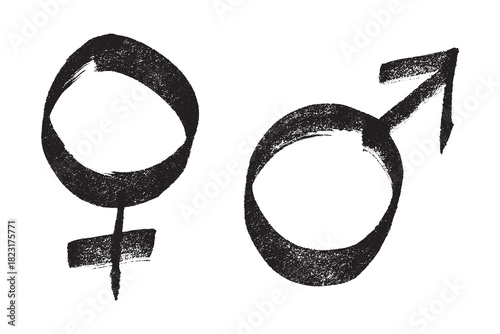 Hand drawn female and male gender identity sign Symbol used to represent sex and gender Single element for print, web, design, decor