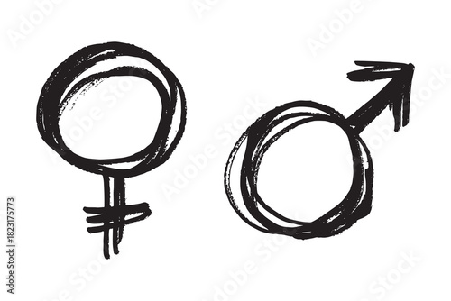 Hand drawn female and male gender identity sign Symbol used to represent sex and gender Single element for print, web, design, decor