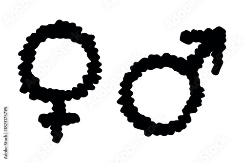 Hand drawn female and male gender identity sign Symbol used to represent sex and gender Single element for print, web, design, decor