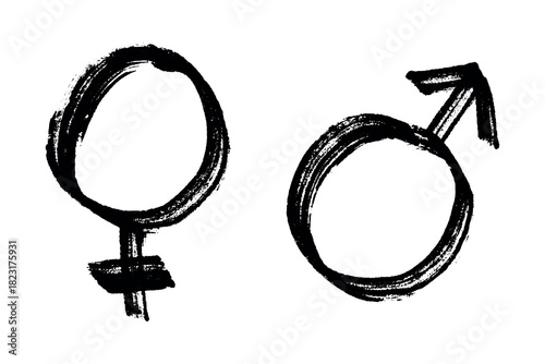 Hand drawn female and male gender identity sign Symbol used to represent sex and gender Single element for print, web, design, decor